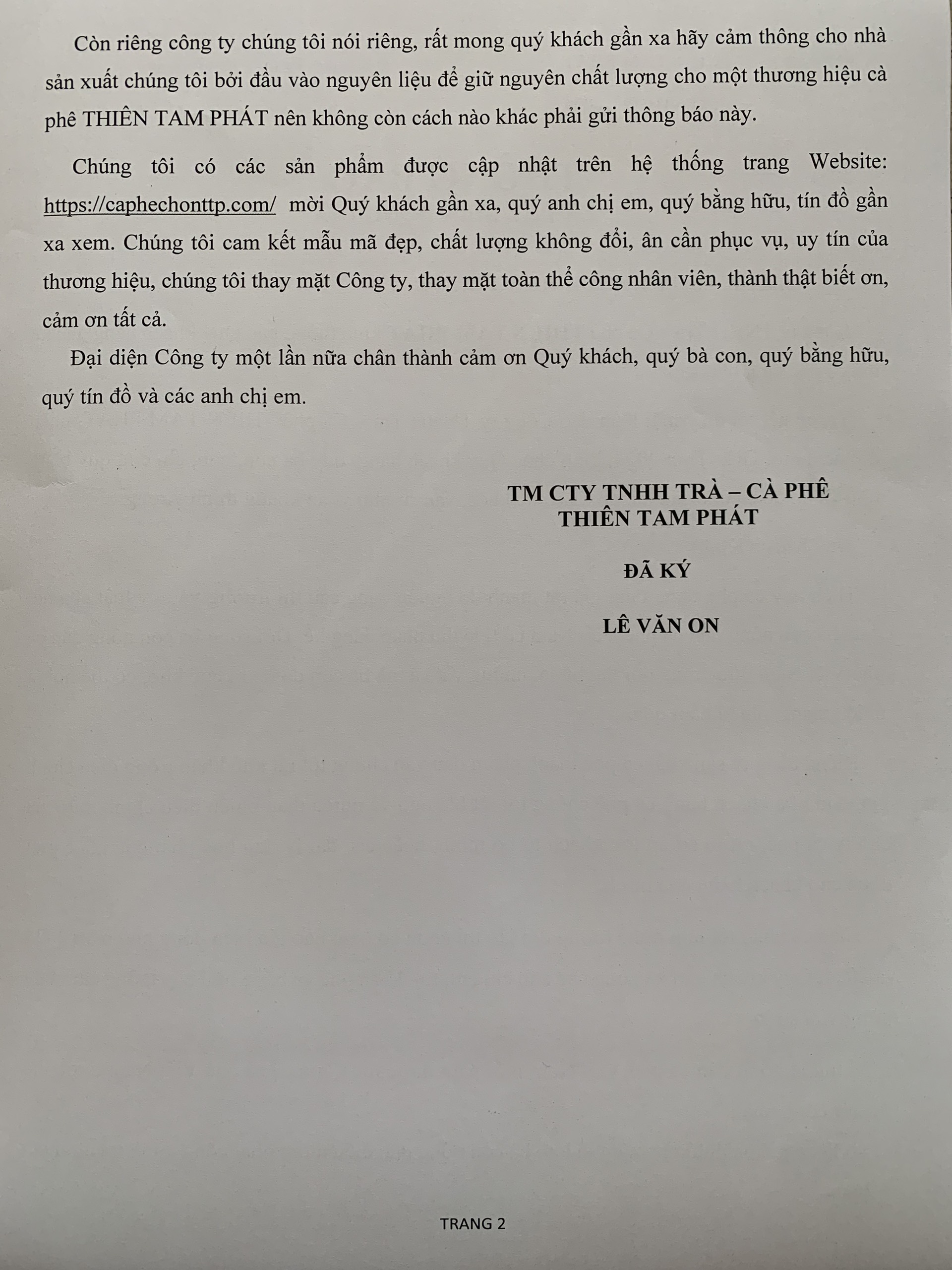 Cà Phê Thiên Tam Phát